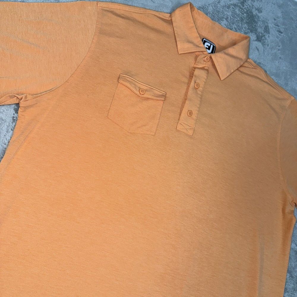 Footjoy Men's Athletic Fit Solid Pocket Golf Polo Shirt Size XL‎ Peach EUC - Picture 5 of 11